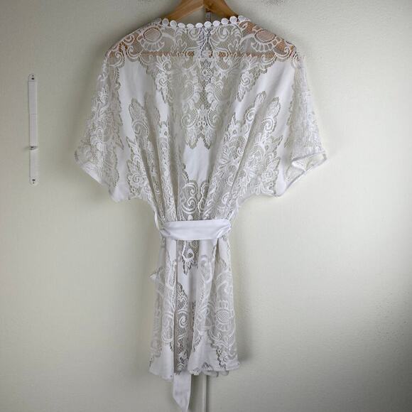 Flora Nikrooz Millie Lace Robe Size Small White Bride Bridal - Picture 8 of 13